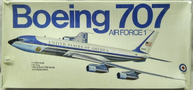 Entex 1/100 Boeing 707-32B (VC-137) - (707) TWA or Air Force 1 Presidential Aircraft - with Clear Fuselage & Engine Parts and Interior Details, 8519 plastic model kit